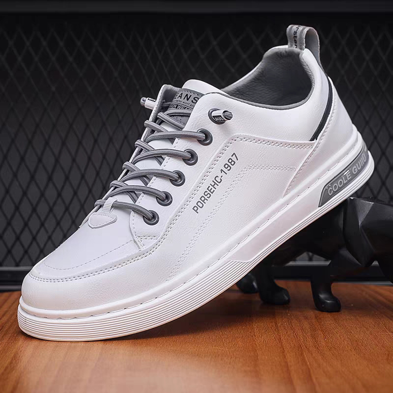 Giày thể thao nam Guiiu, Giày da nam basic đế cao su mềm, Sneaker giày nam có dây thun co giãn không cần buộc
