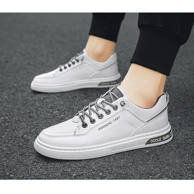 Giày thể thao nam Guiiu, Giày da nam basic đế cao su mềm, Sneaker giày nam có dây thun co giãn không cần buộc