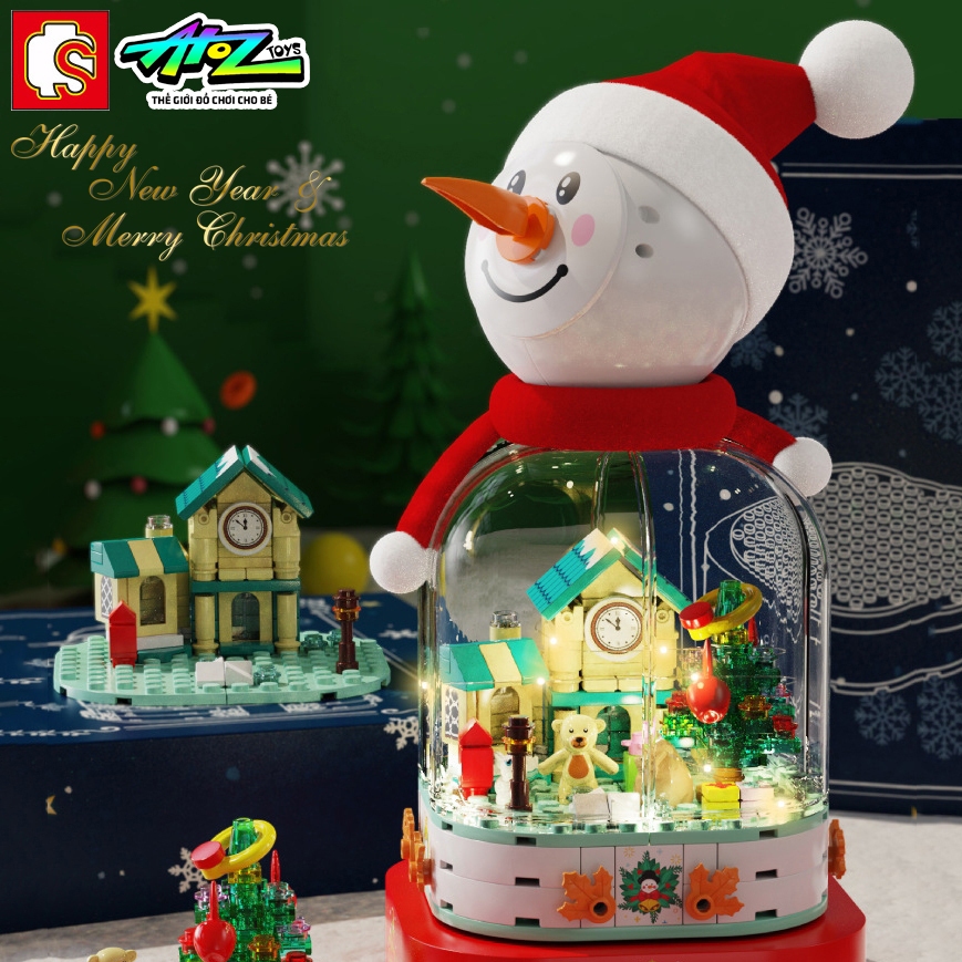 Đồ Chơi Lắp Ráp Kiểu Lego Noel Hộp Nhạc Giáng Sinh Người Tuyết 601162 Với 220+ Mảnh Ghép - Quà Tặng Giáng Sinh Cho Bé