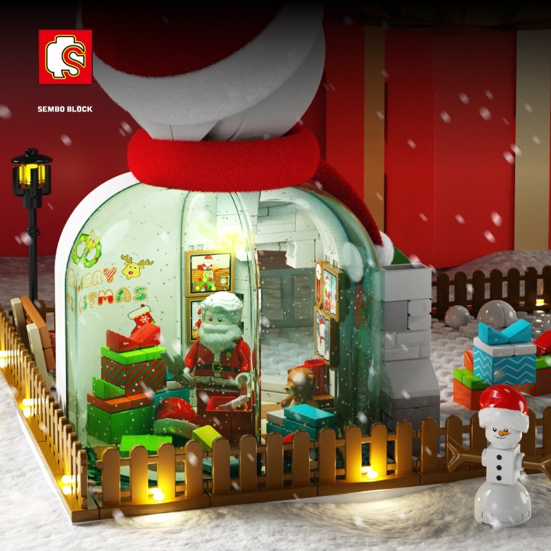 Đồ Chơi Lắp Ráp Kiểu Lego Ông Già Noel Và Người Tuyết Snow Man Có Nhạc Và Đèn 601156 Với 570+ PCS - Quà Tặng Giáng Sinh
