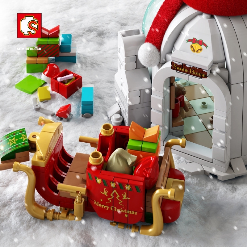 Đồ Chơi Lắp Ráp Kiểu Lego Ông Già Noel Và Người Tuyết Snow Man Có Nhạc Và Đèn 601156 Với 570+ PCS - Quà Tặng Giáng Sinh
