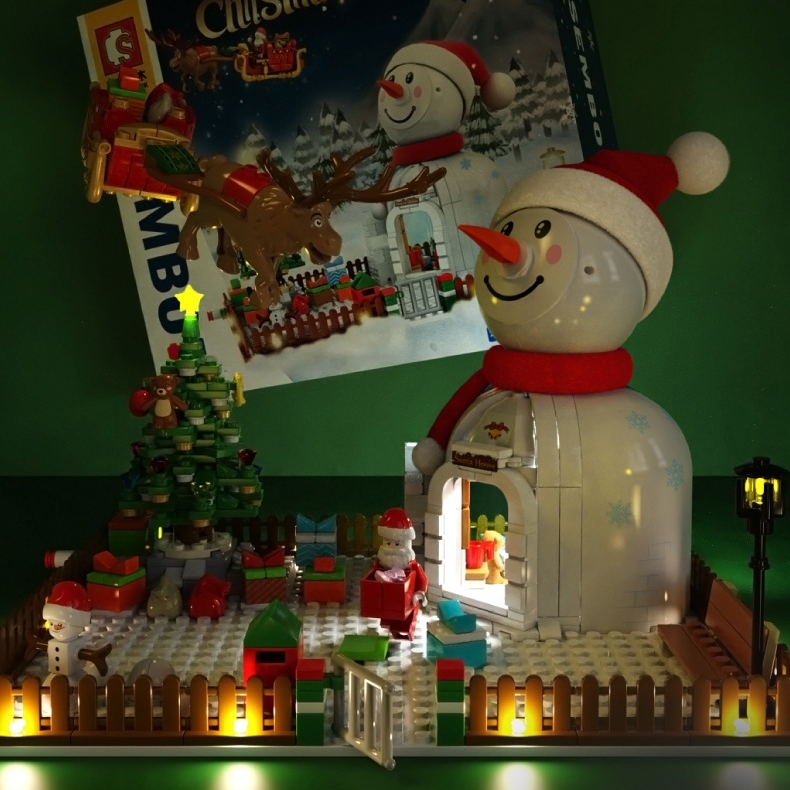 Đồ Chơi Lắp Ráp Kiểu Lego Ông Già Noel Và Người Tuyết Snow Man Có Nhạc Và Đèn 601156 Với 570+ PCS - Quà Tặng Giáng Sinh