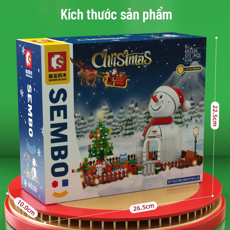 Đồ Chơi Lắp Ráp Kiểu Lego Ông Già Noel Và Người Tuyết Snow Man Có Nhạc Và Đèn 601156 Với 570+ PCS - Quà Tặng Giáng Sinh