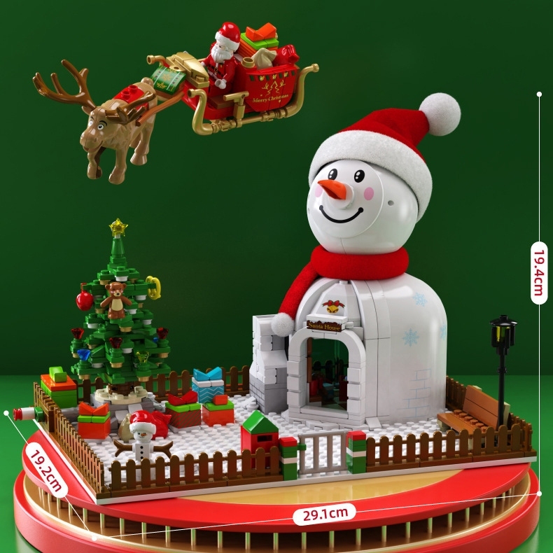 Đồ Chơi Lắp Ráp Kiểu Lego Ông Già Noel Và Người Tuyết Snow Man Có Nhạc Và Đèn 601156 Với 570+ PCS - Quà Tặng Giáng Sinh