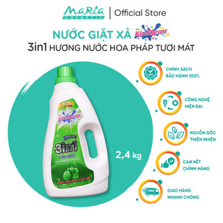 Nước giặt sạch thơm 3in1 KinKlean hương táo xanh tươi mát 2.4kg