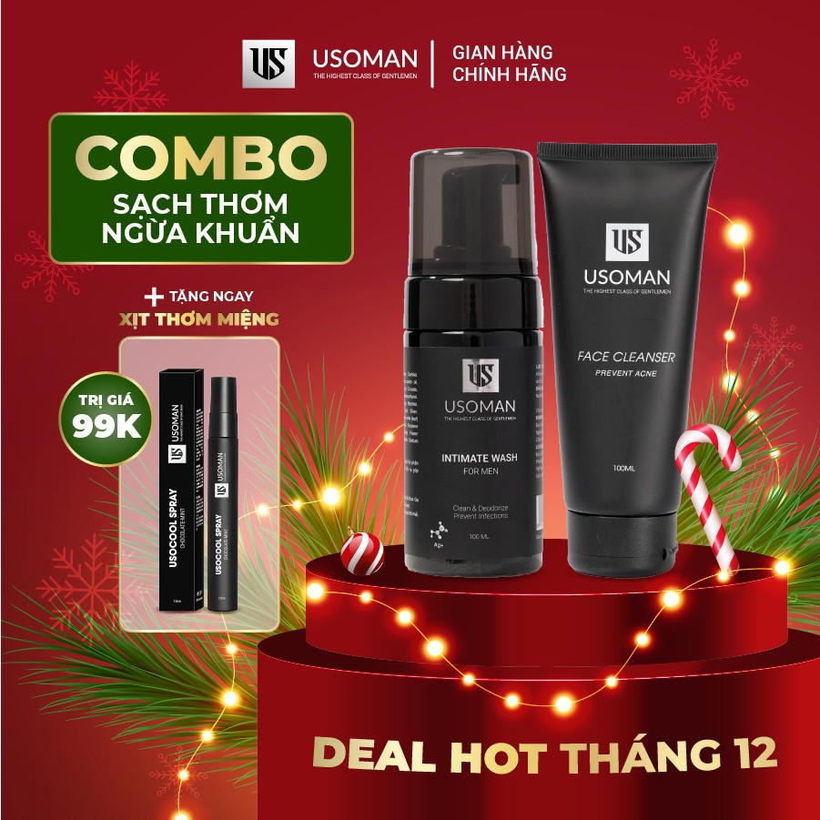 |Bộ Qùa tặng nam| Combo Sữa rửa mặt nam 100ml và Dung dịch vệ sinh 100ml USOMAN