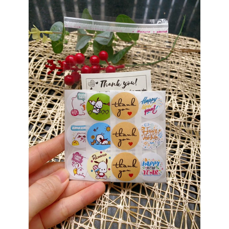 🌱 Seasonal Gift - 12 sticker ngẫu nhiên nhiều chủ đề, tem có sẵn keo dán mặt sau