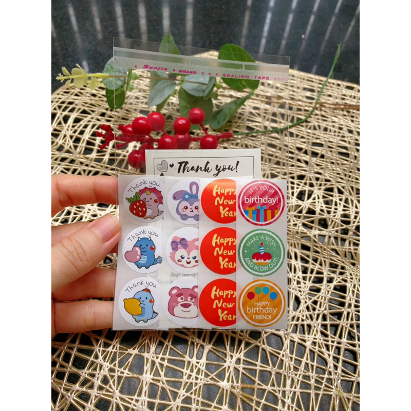 🌱 Seasonal Gift - 12 sticker ngẫu nhiên nhiều chủ đề, tem có sẵn keo dán mặt sau