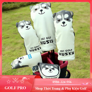 Bọc đầu gậy golf hình chó Husky ngộ nghĩnh đáng yêu da PU cao cấp