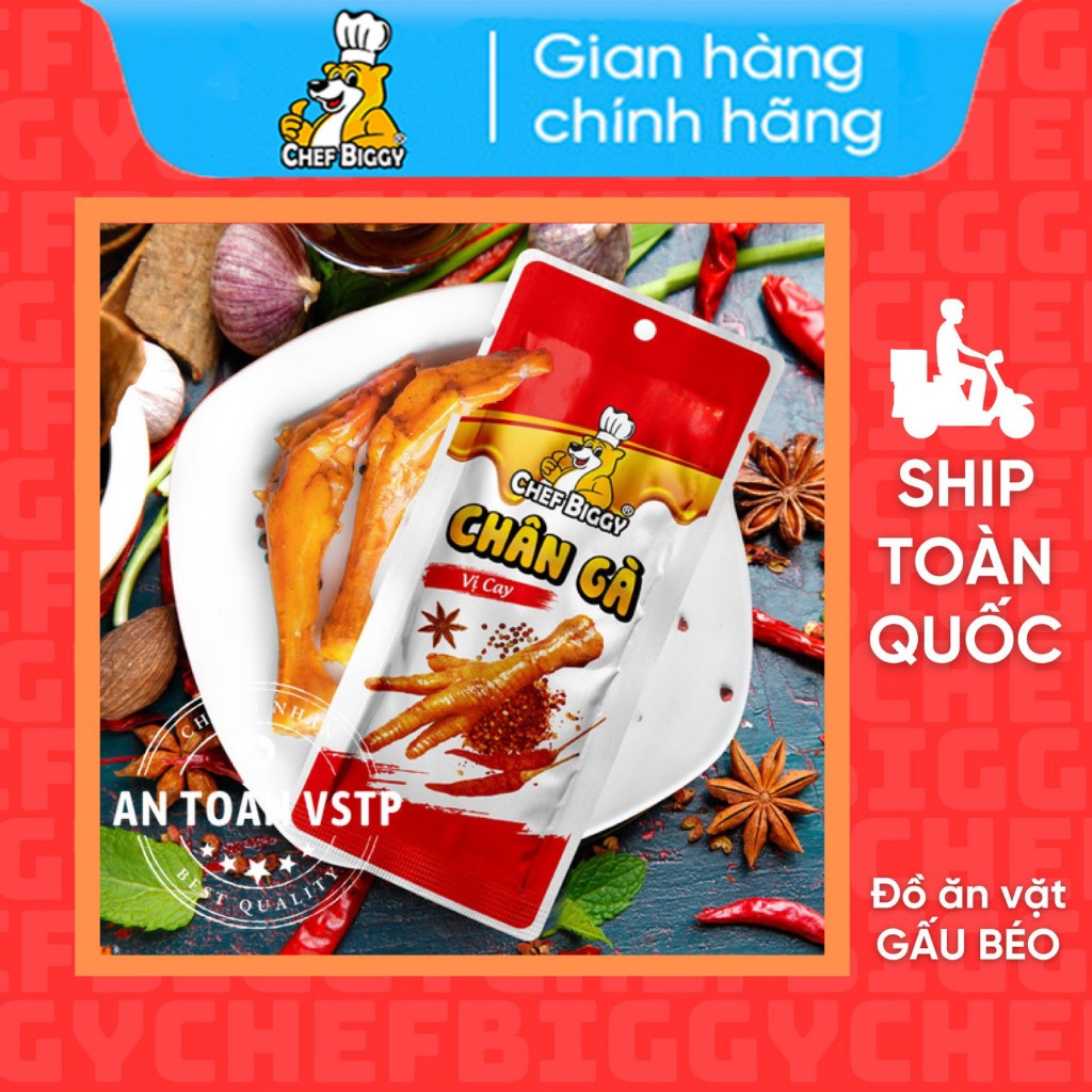 [CHÍNH HÃNG] Chân Gà Chef Biggy Vị Cay 42g, Đậm Đà Thơm Ngon, Hàng Việt Nam, Đồ Ăn Vặt Đạt Tiêu Chuẩn VSATTP