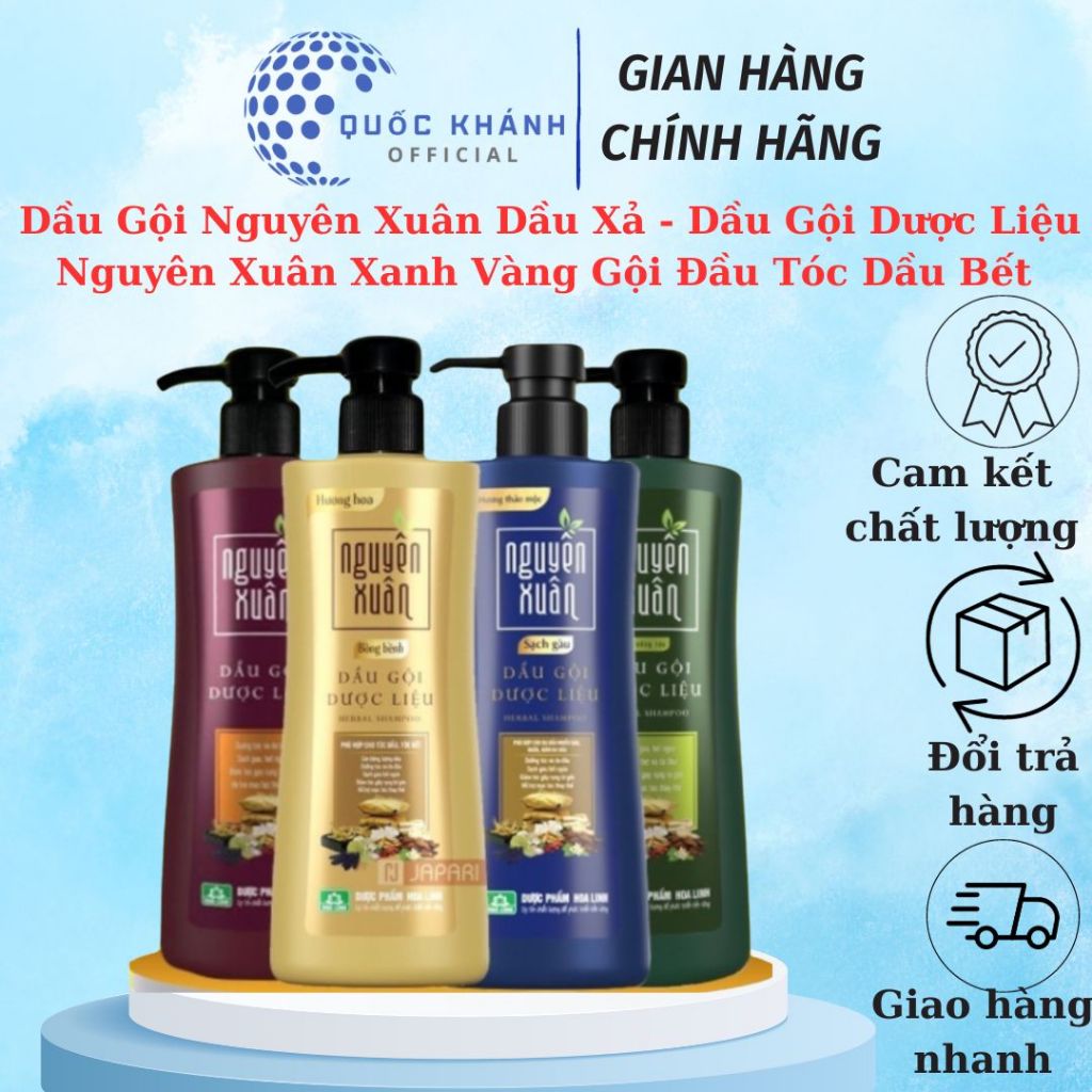 Dầu Gội Nguyên Xuân 600ml Dầu Xả - Dầu Gội Dược Liệu Nguyên Xuân Xanh Vàng Gội Đầu Tóc Dầu Bết Sạch 