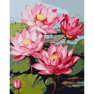 (HCM 40*50) Tranh Tô Màu theo số hóa Sen Hồng tỏa hương KT 40*50cm đã có khung