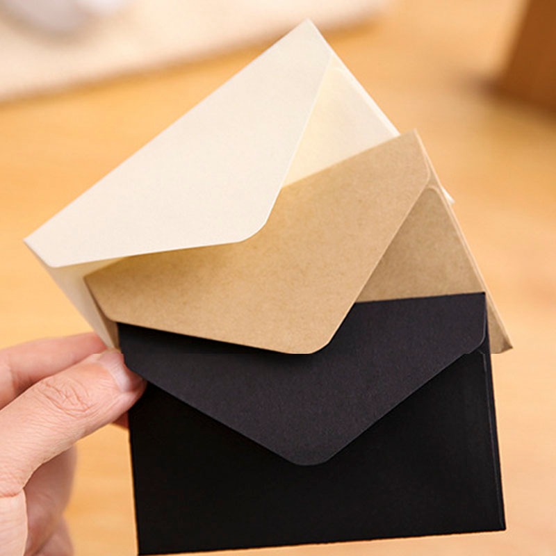 Phong bì kraft trơn 10.5 x 7cm màu trắng/ đen/ nâu TH15, bao đựng thiệp giấy basic làm bưu thiếp quà tặng