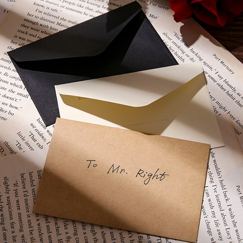 Phong bì kraft trơn 10.5 x 7cm màu trắng/ đen/ nâu TH15, bao đựng thiệp giấy basic làm bưu thiếp quà tặng