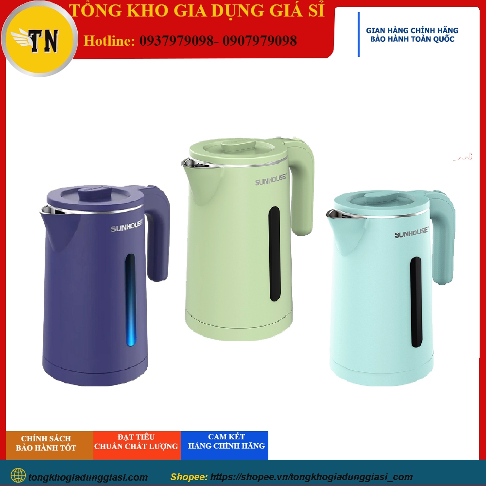 Ấm Siêu Tốc, Bình Đun Siêu Tốc Sunhouse SHD1355 1.8 lít, 2 lớp, Bảo hành 12 tháng