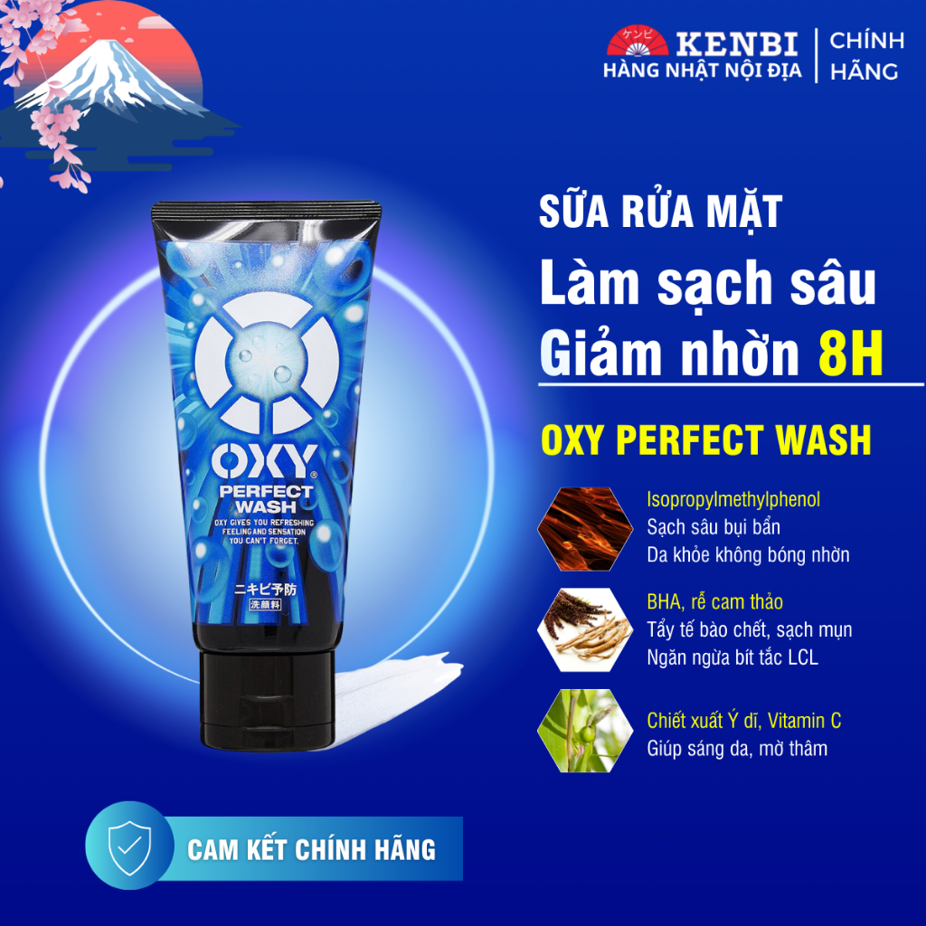 Sữa Rửa Mặt Oxy màu xanh cho nam dung tích 130g- Hàng Nội Địa Nhật