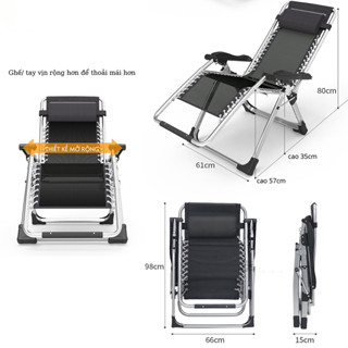 Ghế ngả lưng điều chỉnh tư thế nằm ngồi đọc sách, Ghế xếp thư giãn ngủ văn phòng gia đình khung thép chắc chắn