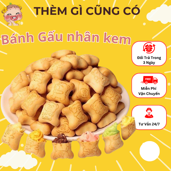 COMBO 50C BÁNH GẤU NHÂN KEM MIX NHIỀU VỊ NỘI ĐỊA TRUNG CHÍNH HÃNG SIÊU NGON THÈM GÌ CŨNG CÓ