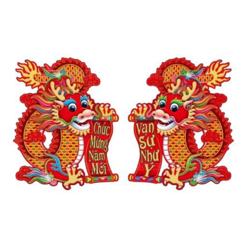 Decal mẫu Tiên đồng, Ngọc nữ dán cửa, trang trí ngày Tết 2024