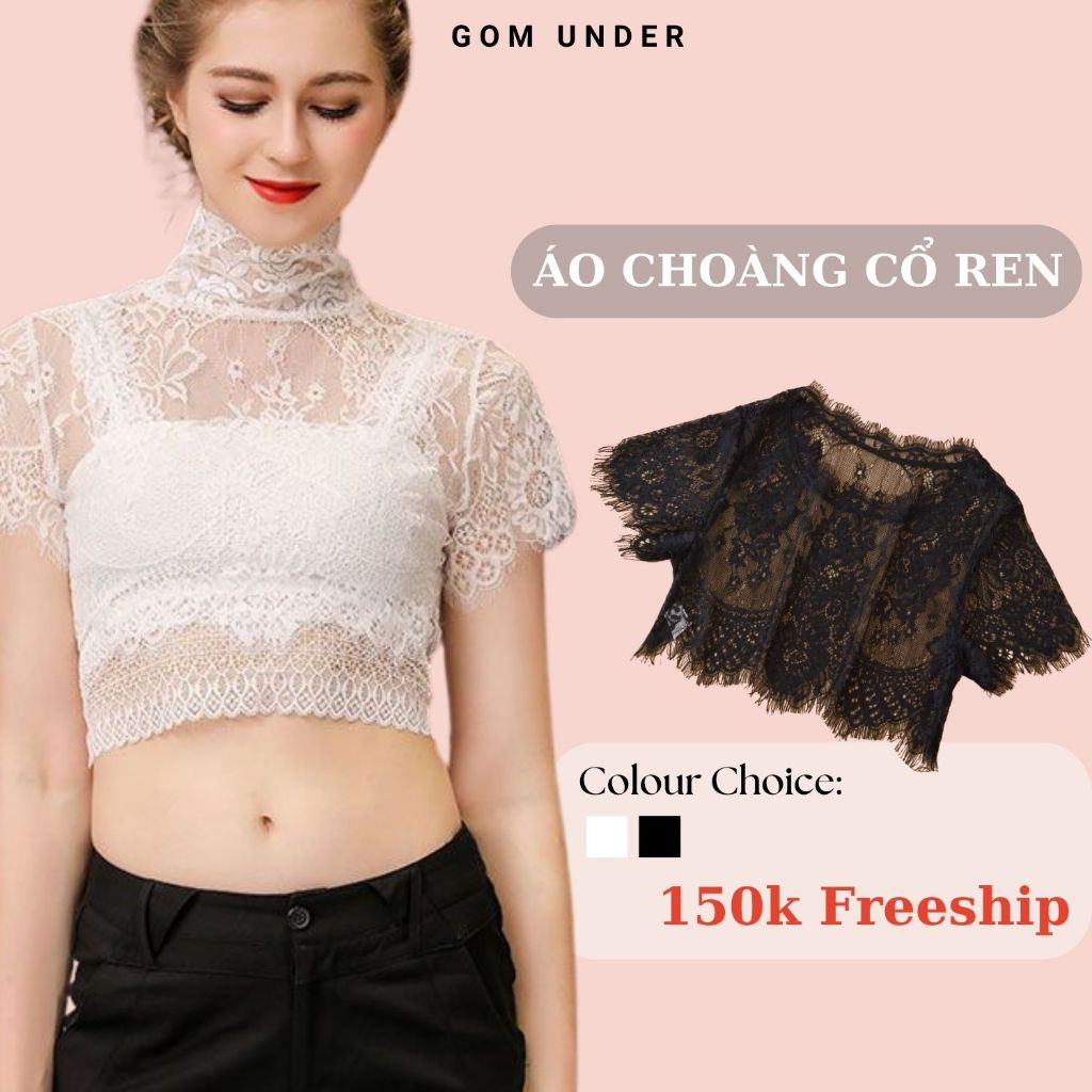 Áo choàng cổ ren mỏng điều hoà nhiệt độ, cổ áo giả ren chống nắng thanh lịch GOM UNDER - SA-2335