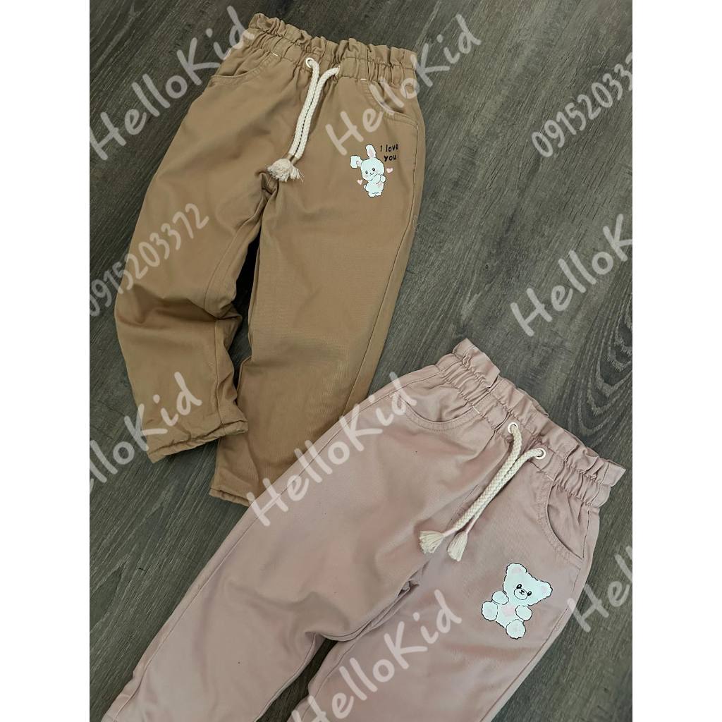 Quần kaki lót lông hình bé gái nhí
