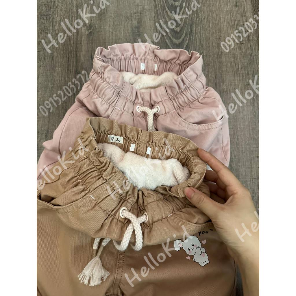 Quần kaki lót lông hình bé gái nhí