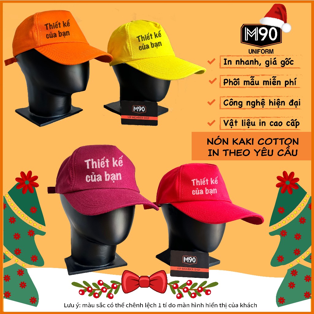 Nón kết Kaki Cotton Cao Cấp in theo yêu cầu, nón in theo yêu cầu in mũ (giá đã bao gồm in)