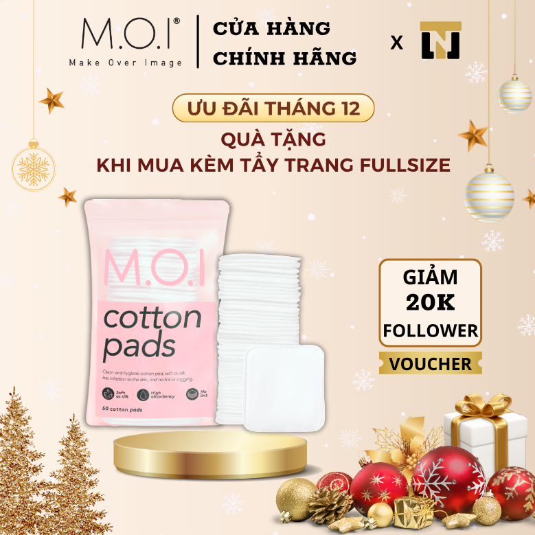 Bông tẩy trang cao cấp MOI Cosmetics mềm, dai, tiện lợi ( gói 50 miếng)