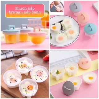 Khuôn hấp trứng ,làm bánh cho bé ăn dặm ( Set 4 khuôn nhựa kèm chổi silicon quét dầu)