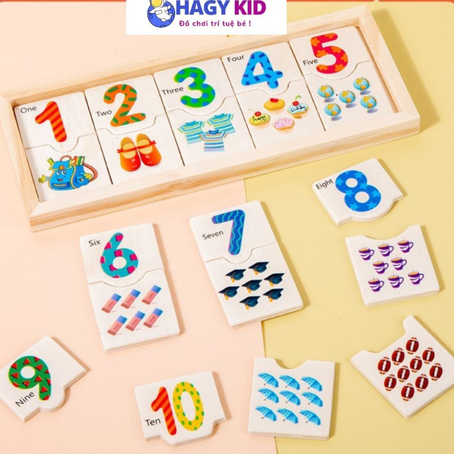 Đồ Chơi Bộ Ghép Khớp Số Tập Đếm Cho Bé Hagykid Đồ Chơi Gỗ Thông Minh Montessori Giúp Bé Phát Triển Tư Duy Trí Tuệ