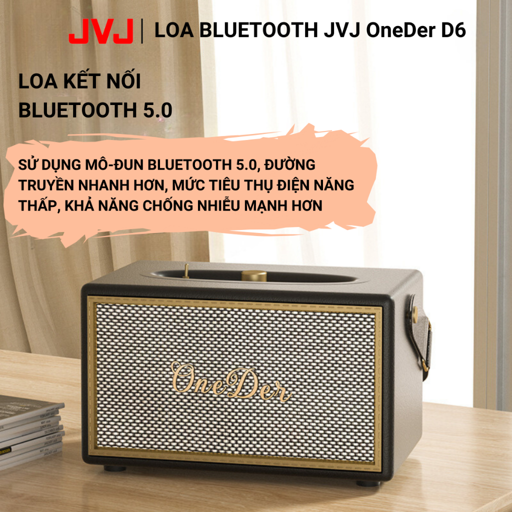 Loa Bluetooth OneDer D6 JVJ Chính Hãng, Loa Nghe Nhạc Bluetooth Nhỏ Gọn. Bass Cực Căng, Gia Điệu Sắc Nét - BH 6 Tháng