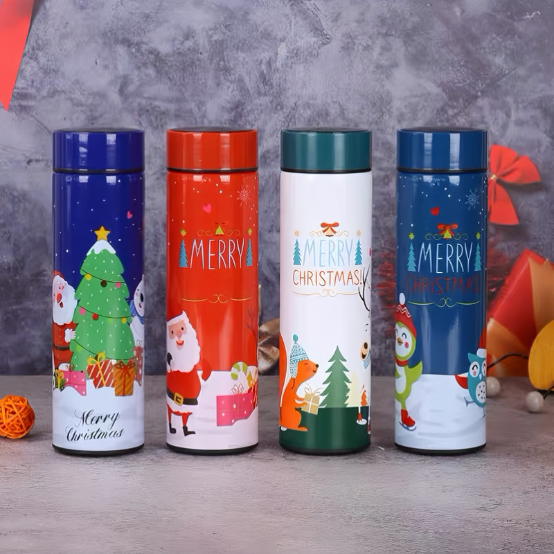 Quà tặng giáng sinh,Bình Giữ Nhiệt Giáng Sinh 500ml Chất liệu Inox 304 Giữ Lạnh 8h Có Nắp Hiển Thị Nhiệt Độ