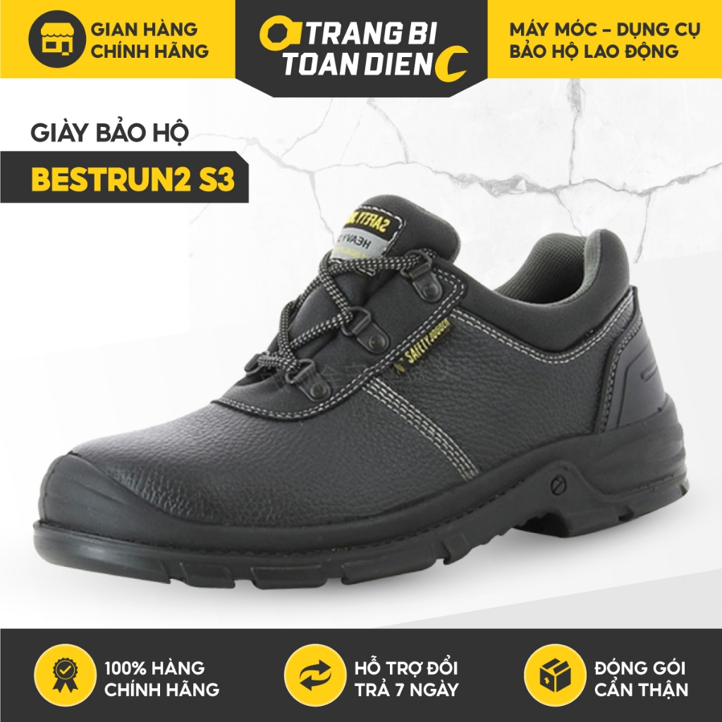 Giày bảo hộ da bò Jogger Bestrun2 S3 chống trượt, chống đinh, chống dập ngón Giày công trình Jogger