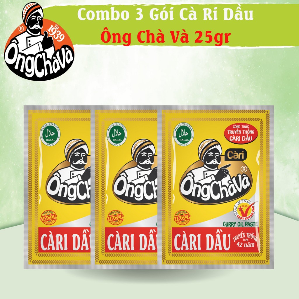 Combo 3 Gói Cà Ri Dầu 25gram Ông Chà Và (Curry Oil Paste)