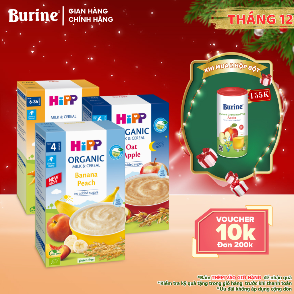 Bột ăn dặm dinh dưỡng Sữa, Hoa Quả, Ngũ cốc HiPP Organic - Nhiều vị