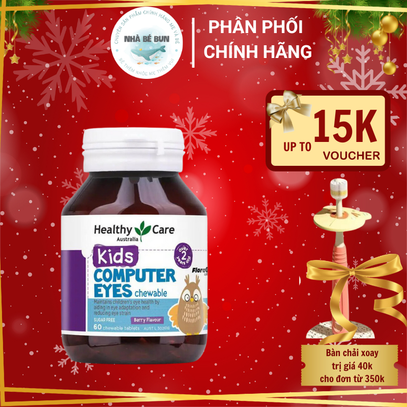 Kẹo bổ mắt cho bé Healthy Care Kids Computer Eyes 60 viên Cho Bé Từ 2 Tuổi