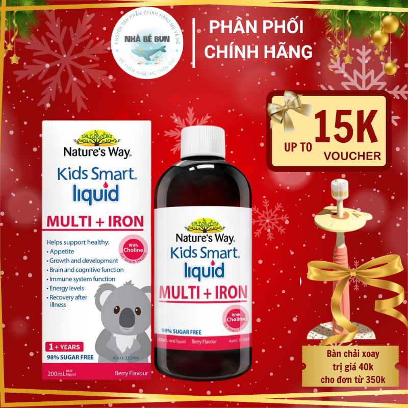 Sắt nước Nature's Way Kids Smart Multi Iron Liquid Hỗ Trợ Tăng Đề Kháng, Bổ Sung Vitamin Khoáng Chất cho Bé Từ 1 Tuổi