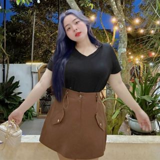 Chân váy chữ A bigsize nữ túi giả chất kaki dày dặn màu basic sang chảnh tôn dáng style Hàn Quốc xinh xắn chuppy CV400