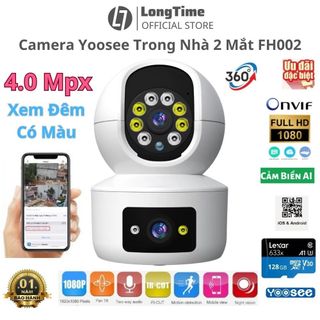 Camera wifi Yoosee 2 mắt trong nhà FH002 4.0 Mpx có màu ban đêm , đàm thoại 2 chiều góc rộng siêu nét kết nối điện thoại