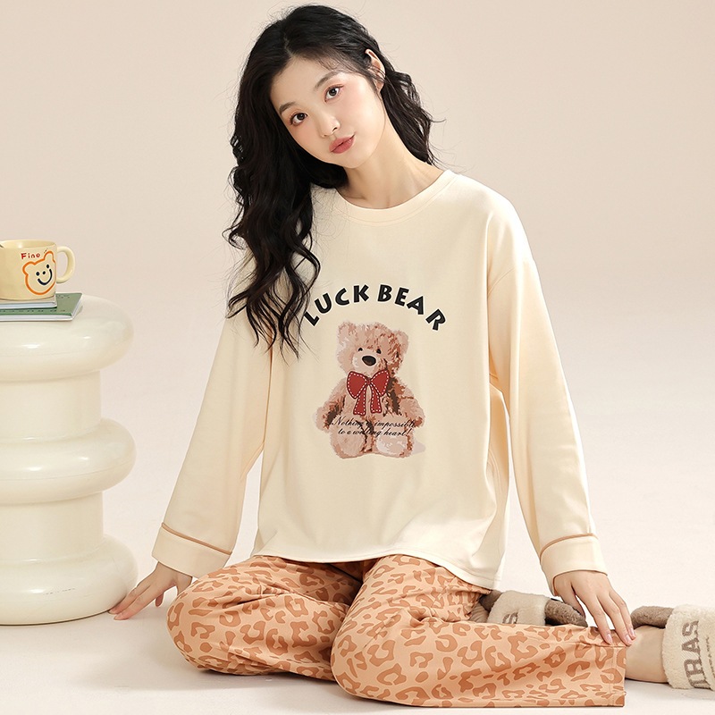 Bộ Đồ Ngủ Dài Tay MILICEN Họa Tiết Gấu Bộ Pyjama Chất Liệu Cotton Mã 1007