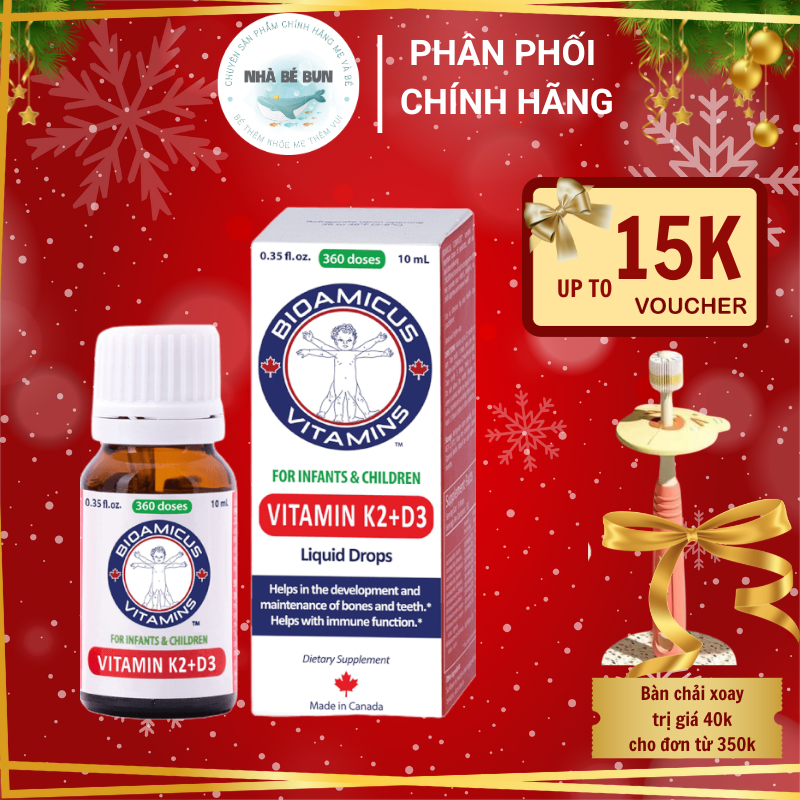 Bioamicus Vitamin D3K2 MK7 Giúp Bé Tăng Hấp Thu Canxi K2D3 Tăng Chiều Cao Tối Đa
