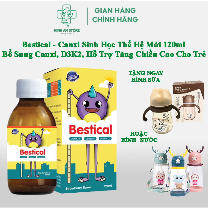Canxi Sinh Học BESTICAL Kết Hợp Vitamin D3 K2 Hỗ Trợ Tăng Chiều Cao Cho Bé 120ml