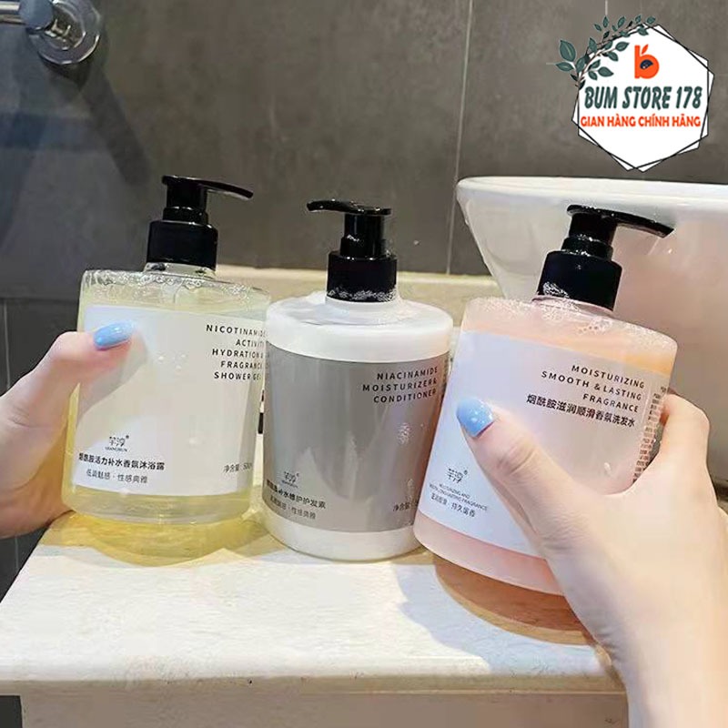 Sữa Tắm Hương Nước Hoa NICOTINAMIDE Dung Tích 500ml Dưỡng Ẩm Cho Làn Da Mịn Màng, Sữa Tắm Trắng Da Thơm Lâu Hương Hoa.