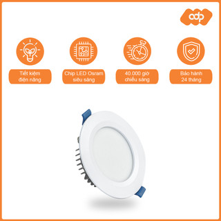 Đèn led âm trần khối đúc tos mặt trắng 7w 9w 12w tlc - bảo hành 24 tháng - ánh sáng trắng/vàng/3 màu
