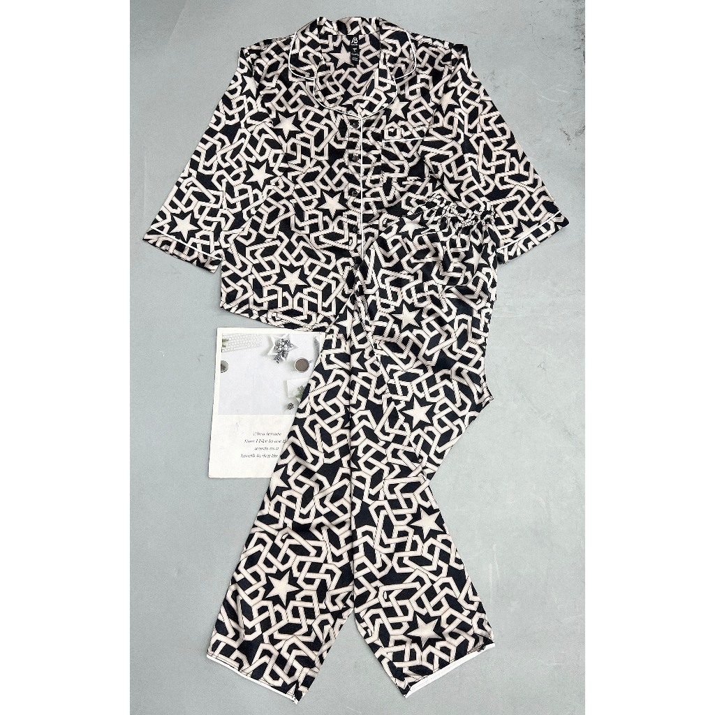 Đồ Bộ Pijama Tay Dài Lụa Latin Cho Nữ Và Trung Niên Mặc Nhà VNXK ABCASUAL M1