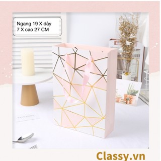 Túi giấy Classy hoặc hộp đựng quà Cao 33 * Rộng 18 * Ngang 6 cm họa tiết đá cẩm thạch trơn Q690