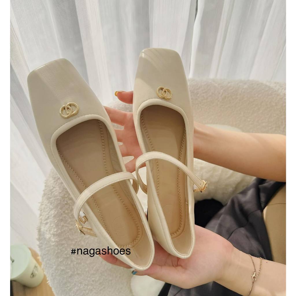 BÚP BÊ NAGASHOES MŨI VUÔNG ĐẾ BỆT KHOEN TRÒN NHỎ 1P NAB65