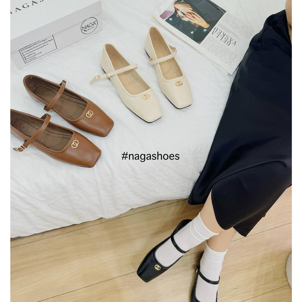 BÚP BÊ NAGASHOES MŨI VUÔNG ĐẾ BỆT KHOEN TRÒN NHỎ 1P NAB65