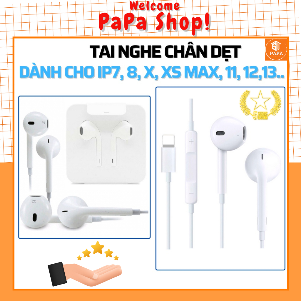 Tai nghe dây chân dẹt hiển thị cửa sổ kết nối có mic cho táo 7/X/Xsmax/11/12/13/14 pro max [PAPA 2]