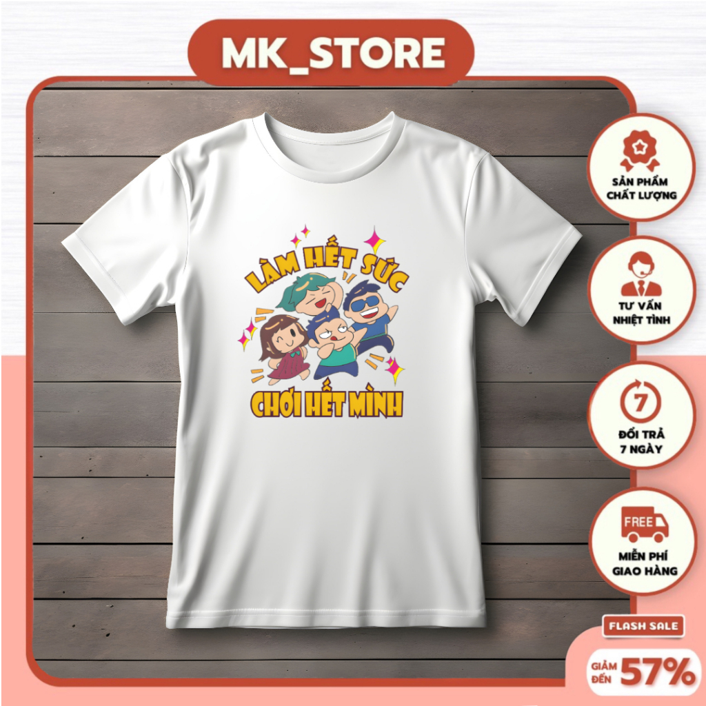 Áo Gia Đình ( Làm Hết Sức Chơi Hết Mình ) Áo Nhóm Lớp In Sẵn, Chất thun cotton mềm mịn (GD6)